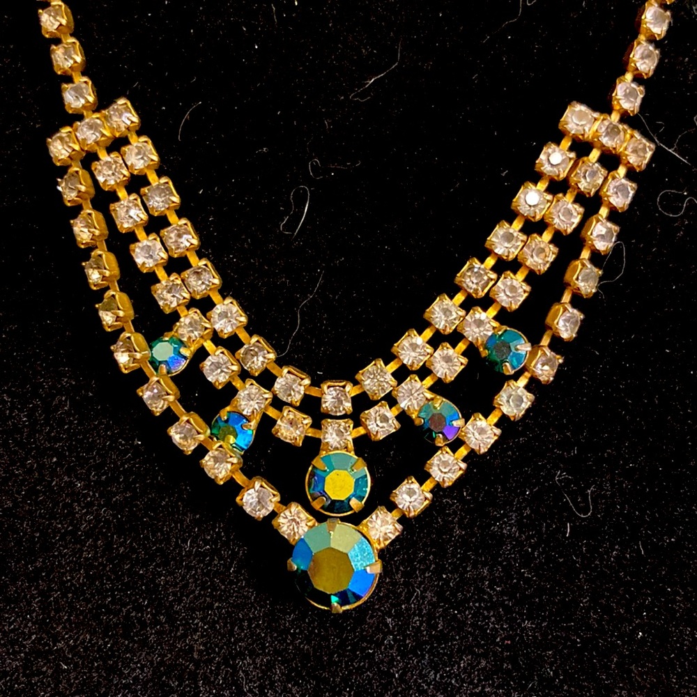 Vintage Art Deco Aurora borealis Crystal necklace - Picture 1 of 3